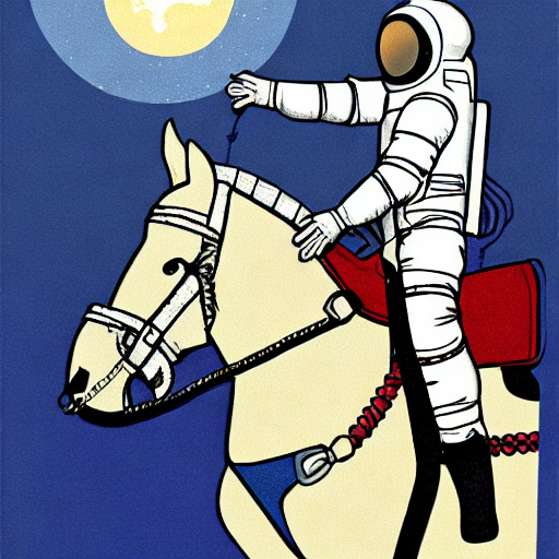 StableDiffusion's prompt: 'A horse riding an astronaut'